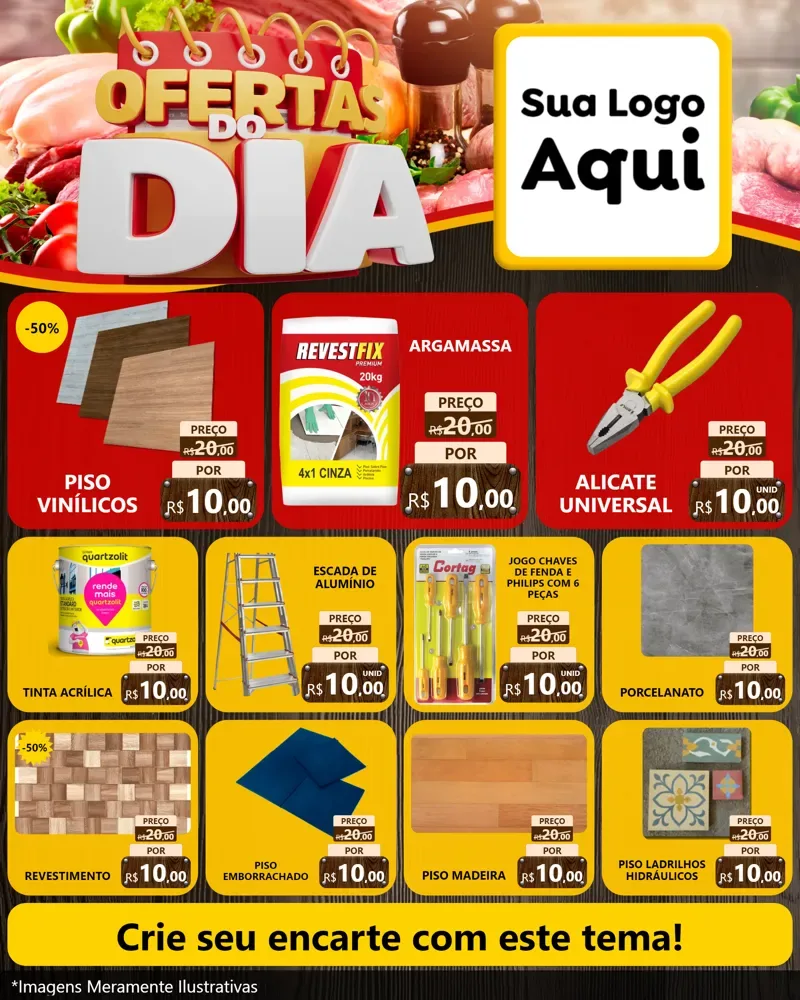 Modelo de Rede Social para Feed Instagram com o tema Ofertas do Dia para Material para Construção
