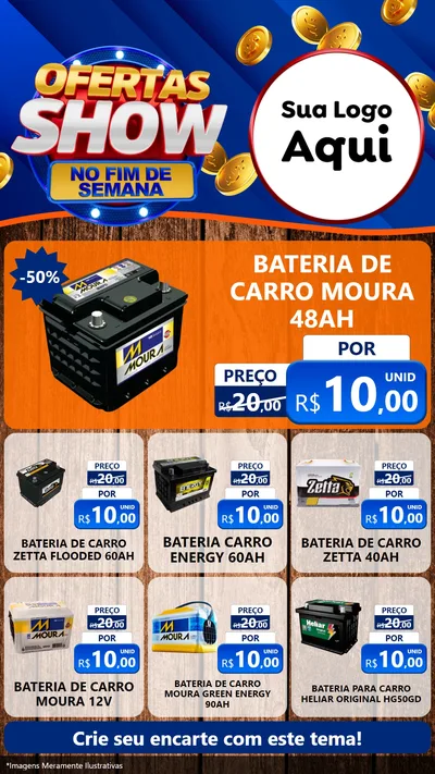 Modelo de Rede Social para Stories com o tema Ofertas Show No Fim De Semana para Baterias Elétricas