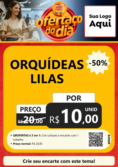 Modelo de Cartaz para Cartaz A4 Vertical com o tema Ofertaço Do Dia para Floricultura e jardim