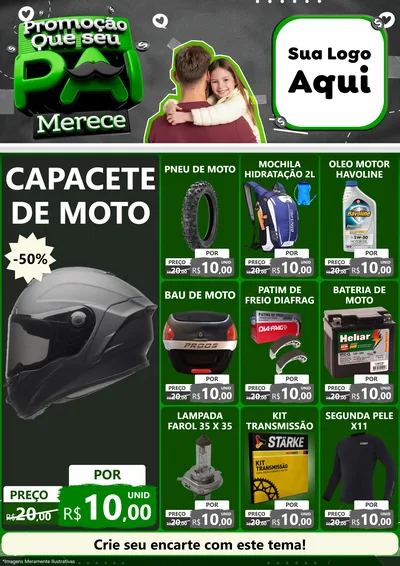Modelo de Encarte para Encarte A4 Vertical com o tema Promoção Que seu Pai Merece para Moto peças