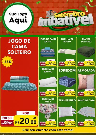 Modelo de Encarte para Encarte A4 Vertical com o tema Setembro Imbatível para Cama, Mesa e Banho