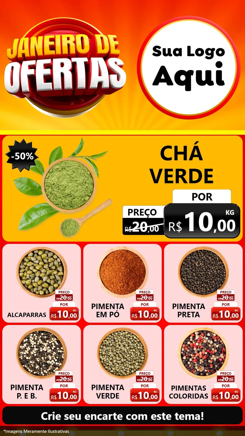 Modelo de Rede Social para Stories com o tema Janeiro de Ofertas para Produtos Naturais
