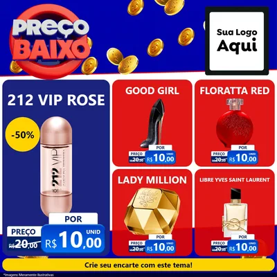 Modelo de Rede Social para Feed Facebook com o tema Preço Baixo para Perfumes