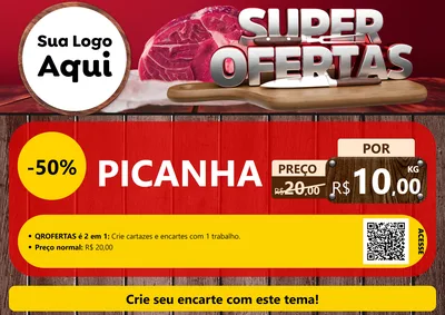 Modelo de Cartaz para Cartaz A4 Horizontal com o tema Super Ofertas - Açougue para Açougue