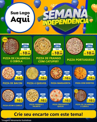 Modelo de Rede Social para Feed Instagram com o tema Semana da Independência para Pizzaria