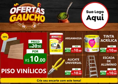 Modelo de Encarte para Encarte A4 Horizontal com o tema Ofertas Dia do Gaúcho para Material para Construção