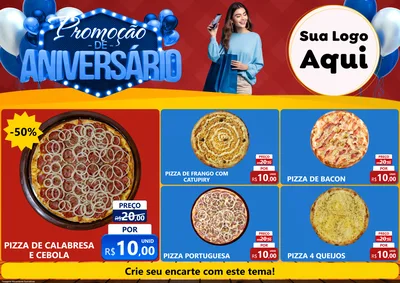 Modelo de Encarte para Encarte A4 Horizontal com o tema Promoção de Aniversário para Pizzaria