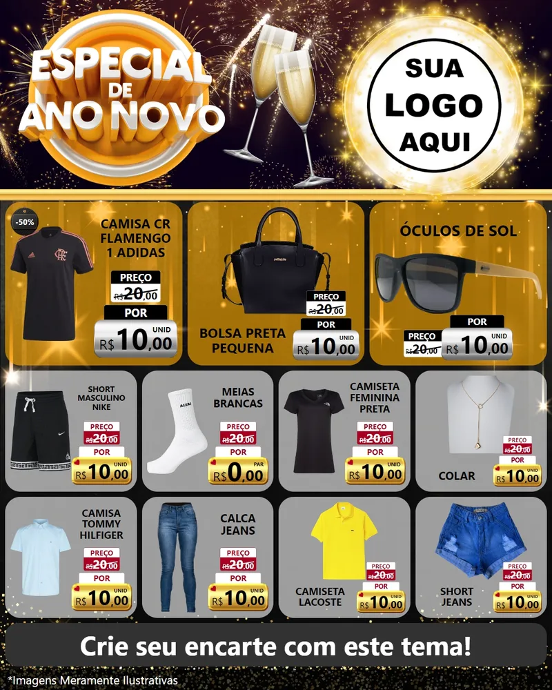 Modelo de Rede Social para Feed Instagram com o tema Especial de Ano Novo para Roupas e acessórios