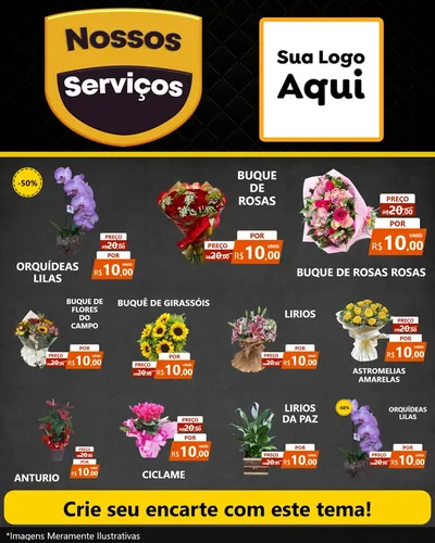 Modelo de Rede Social para Feed Instagram com o tema Nossos Serviços para Floricultura e jardim
