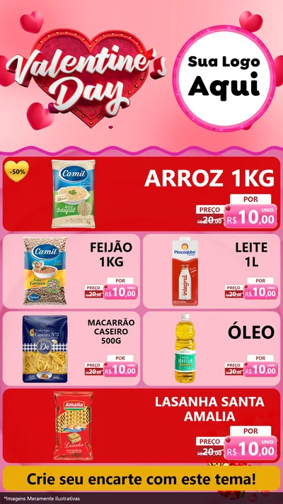 Modelo de TV para TV Vertical com o tema Valentine's Day para Supermercado