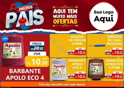 Modelo de Encarte para Encarte A4 Horizontal com o tema Dia dos Pais para Armarinho e Aviamentos