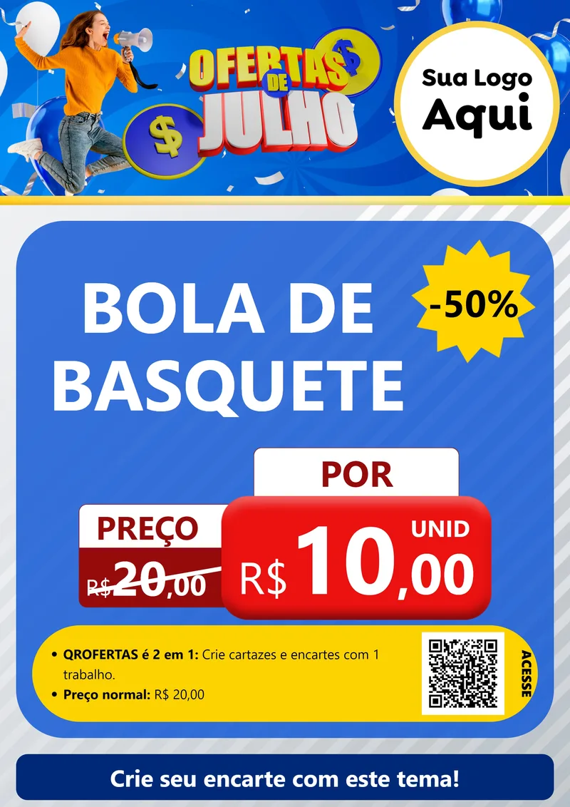 Modelo de Cartaz para Cartaz A4 Vertical com o tema Ofertas de Julho para Artigos Esportivos