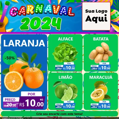 Modelo de Rede Social para Feed Facebook com o tema Carnaval 2027 para Hortifrúti