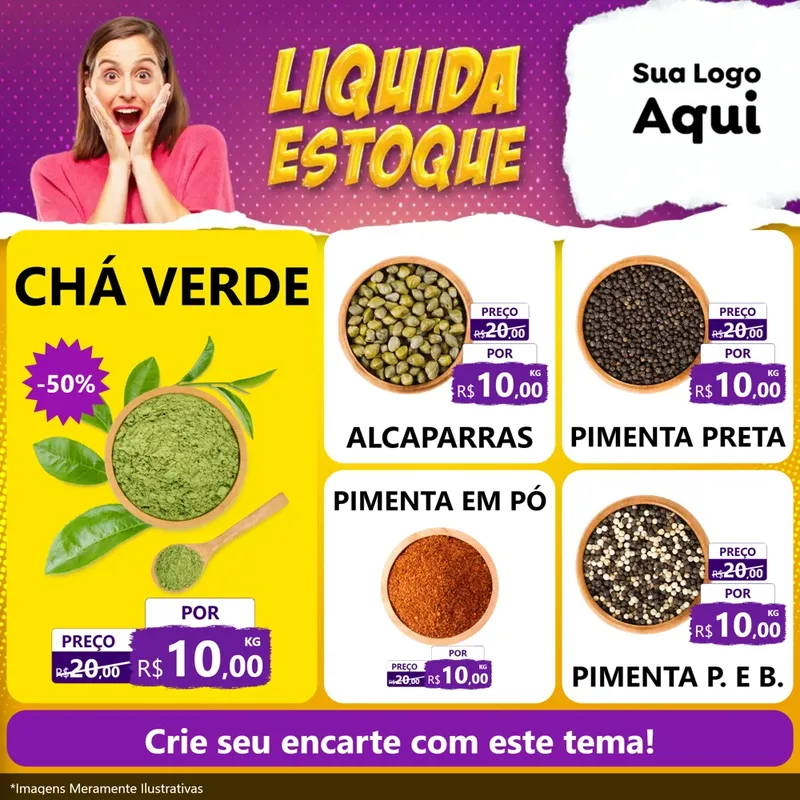 Modelo de Rede Social para Feed Facebook com o tema Liquida estoque para Produtos Naturais