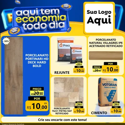 Modelo de Rede Social para Feed Facebook com o tema Aqui Tem Economia Todo Dia para Pisos e revestimentos