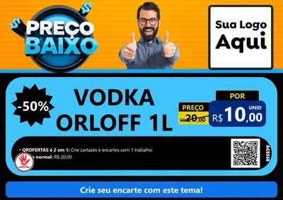 Modelo de Cartaz para Cartaz A4 Horizontal com o tema Preço Baixo para Distribuidora de bebidas