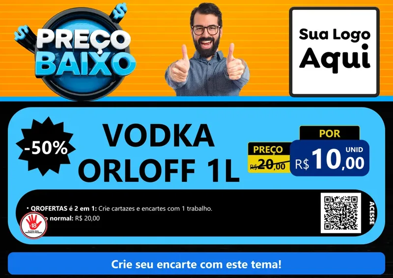 Modelo de Cartaz para Cartaz A4 Horizontal com o tema Preço Baixo para Distribuidora de bebidas