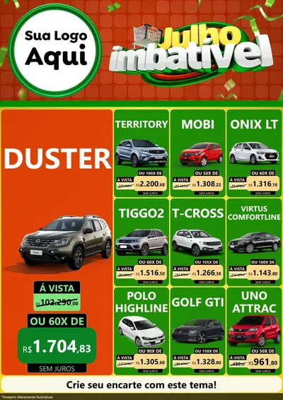 Modelo de Encarte para Encarte A4 Vertical com o tema Julho Imbatível para Concessionaria de Carros