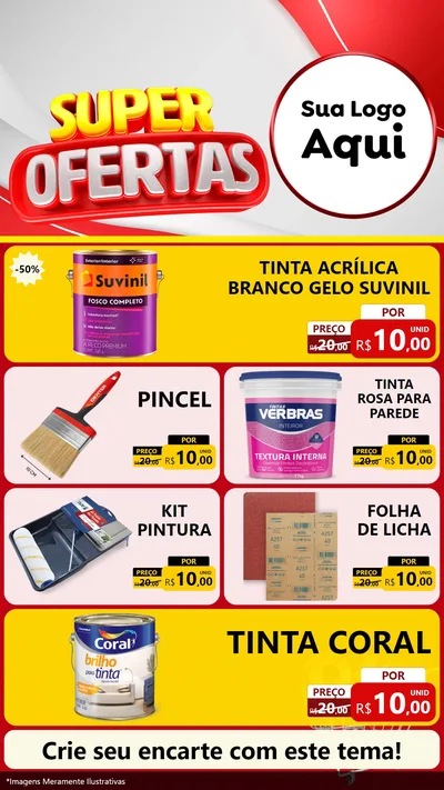 Modelo de TV para TV Vertical com o tema Super Ofertas para Tintas e Ferramentas