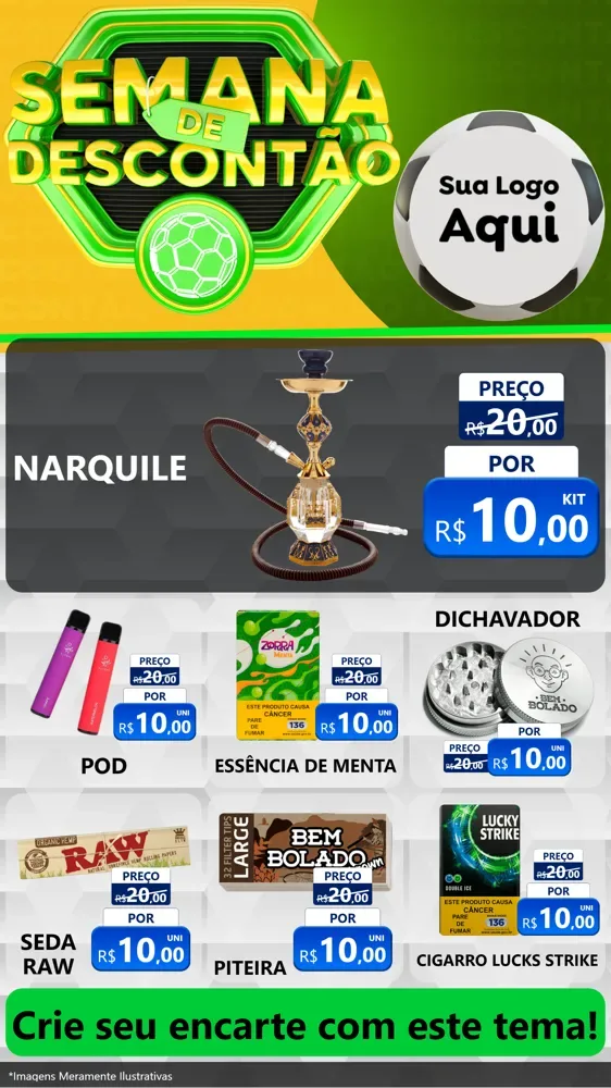 Modelo de Rede Social para Stories com o tema Semana de Descontão - Copa para Tabacaria