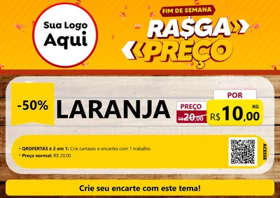 Modelo de Cartaz para Cartaz A4 Horizontal com o tema Fim de Semana Rasga Preços para Hortifrúti