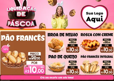 Modelo de Encarte para Encarte A4 Horizontal com o tema Liquidação de Páscoa para Padaria