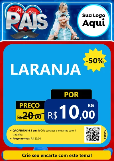 Modelo de Cartaz para Cartaz A4 Vertical com o tema Mês Dos Pais para Hortifrúti