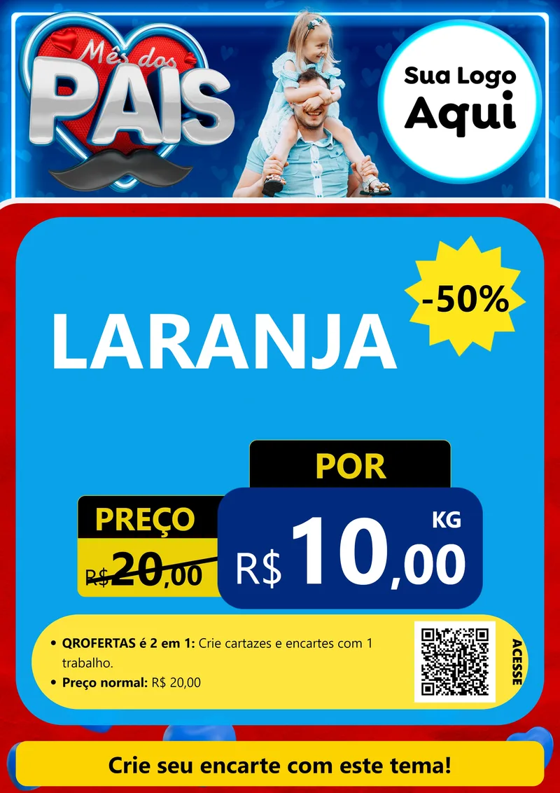 Modelo de Cartaz para Cartaz A4 Vertical com o tema Mês Dos Pais para Hortifrúti