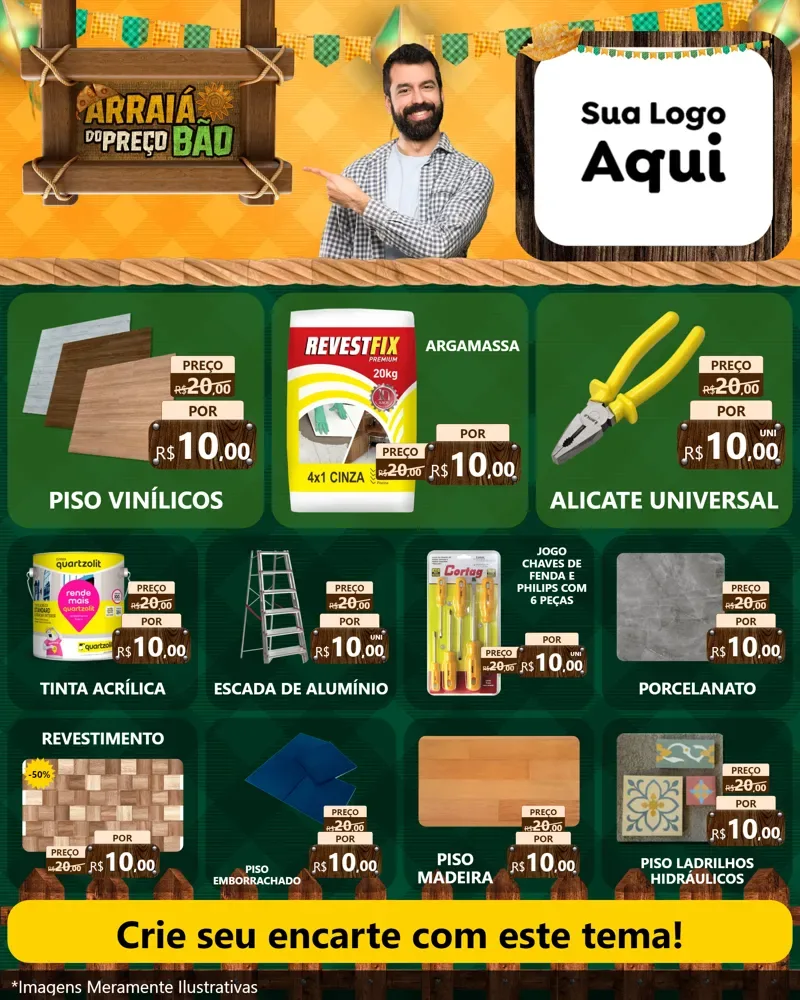 Modelo de Rede Social para Feed Instagram com o tema Arraiá do preço bão para Material para Construção