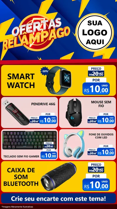 Modelo de TV para TV Vertical com o tema Ofertas Relâmpago para Informática