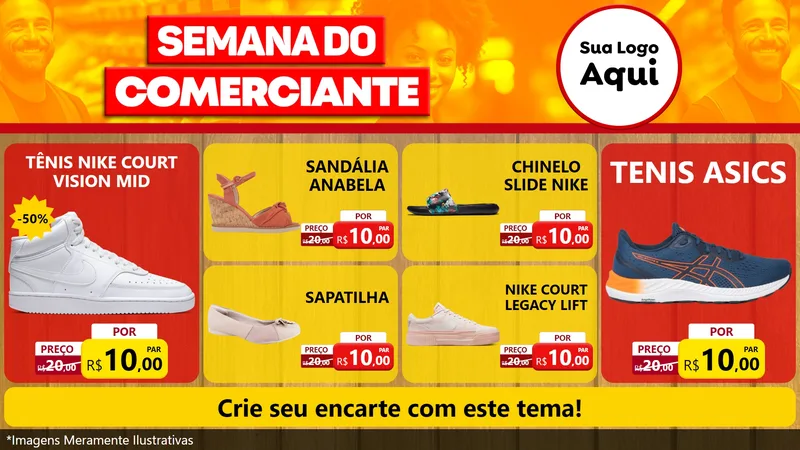 Modelo de TV para TV Horizontal com o tema Semana do Comerciante para Calçados