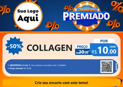 Modelo de Cartaz para Cartaz A4 Horizontal com o tema Janeiro Premiado para Suplementos alimentares