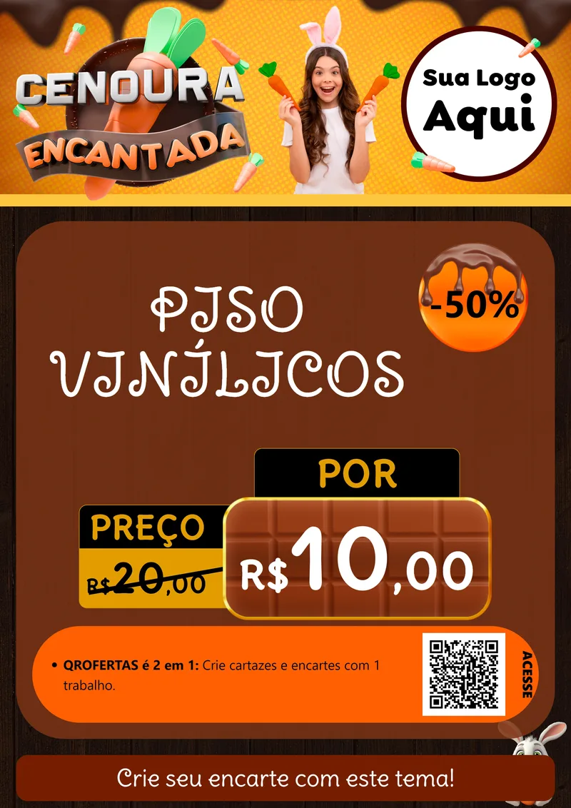Modelo de Cartaz para Cartaz A4 Vertical com o tema Cenoura Encantada - Páscoa para Material para Construção