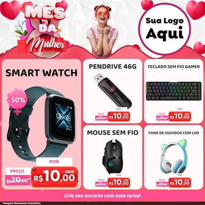 Modelo de Rede Social para Feed Facebook com o tema Mês da Mulher para Informática