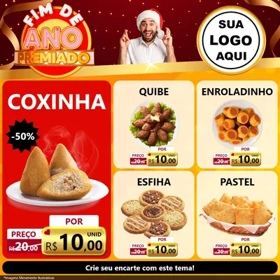 Modelo de Rede Social para Feed Facebook com o tema Fim de Ano Premiado para Salgadaria