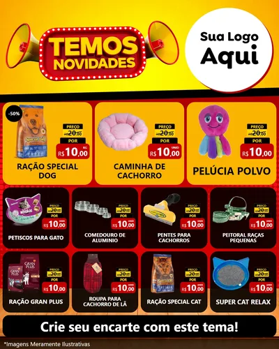 Modelo de Rede Social para Feed Instagram com o tema Temos Novidades para Pet Shop