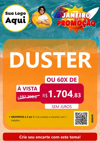Modelo de Cartaz para Cartaz A4 Vertical com o tema Janeiro de Promoção para Concessionaria de Carros