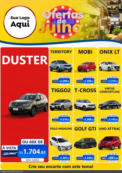 Modelo de Encarte para Encarte A4 Vertical com o tema Ofertas de Julho para Concessionaria de Carros