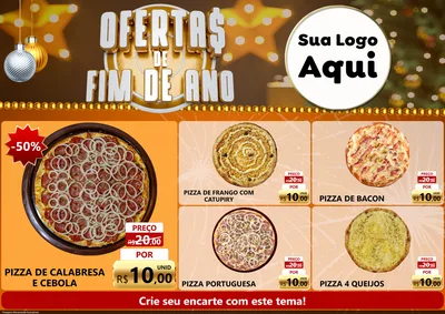 Modelo de Encarte para Encarte A4 Horizontal com o tema Ofertas de Fim de Ano para Pizzaria