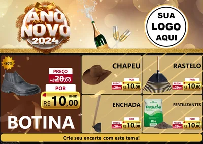 Modelo de Encarte para Encarte A4 Horizontal com o tema Feliz Ano Novo 2027 para Agropecuária
