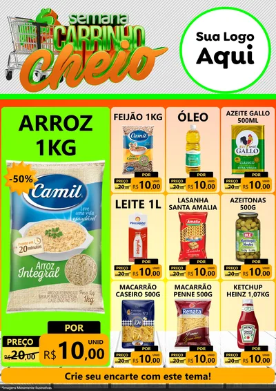 Modelo de Encarte para Encarte A4 Vertical com o tema Semana Carrinho Cheio para Supermercado