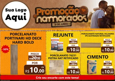 Modelo de Encarte para Encarte A4 Horizontal com o tema Promoção Namorados para Pisos e revestimentos
