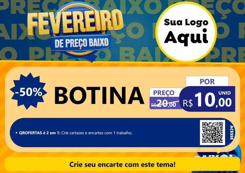 Modelo de Cartaz para Cartaz A4 Horizontal com o tema Fevereiro de Preço Baixo para Agropecuária