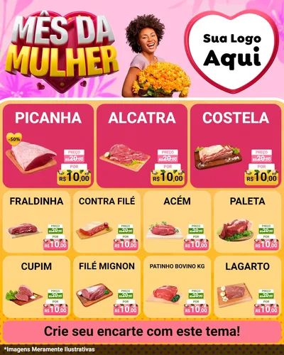 Modelo de Rede Social para Feed Instagram com o tema Mês da Mulher para Açougue