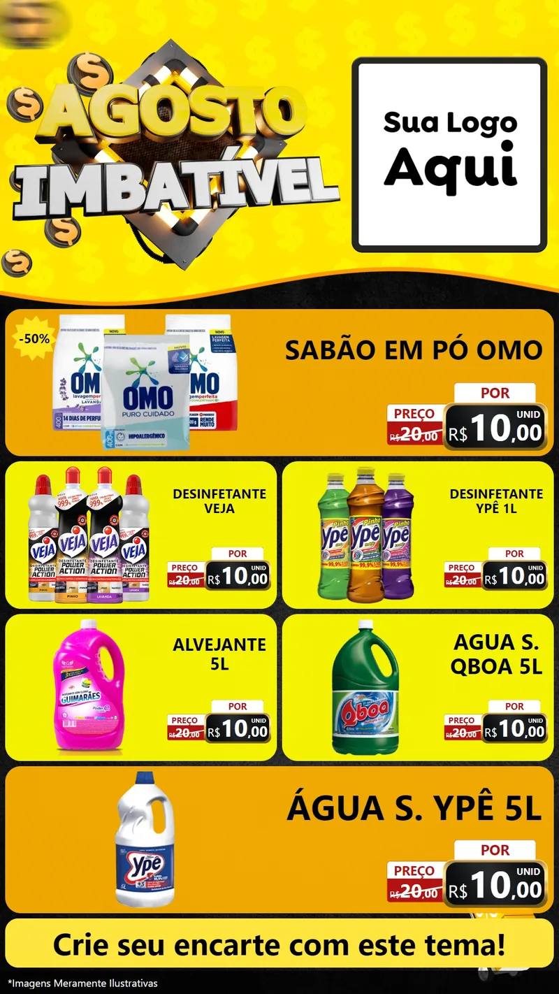 Modelo de TV para TV Vertical com o tema Agosto Imbatível para Produtos de Limpeza