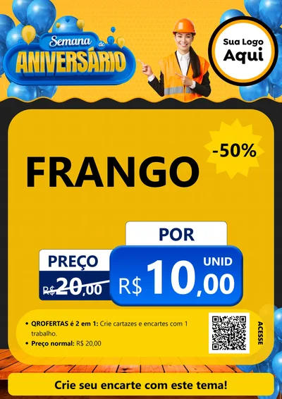 Modelo de Cartaz para Cartaz A4 Vertical com o tema Semana de Aniversário para Assados