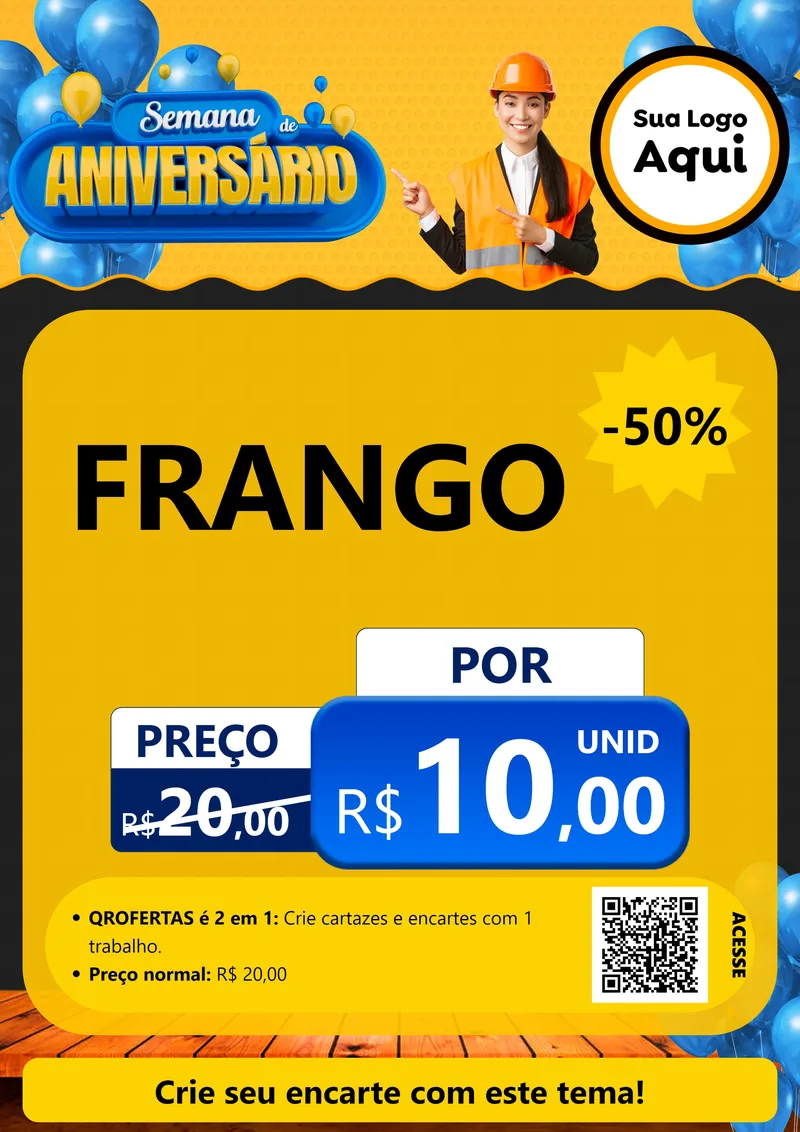 Modelo de Cartaz para Cartaz A4 Vertical com o tema Semana de Aniversário para Assados