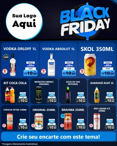 Modelo de Rede Social para Feed Instagram com o tema Black Friday para Distribuidora de bebidas