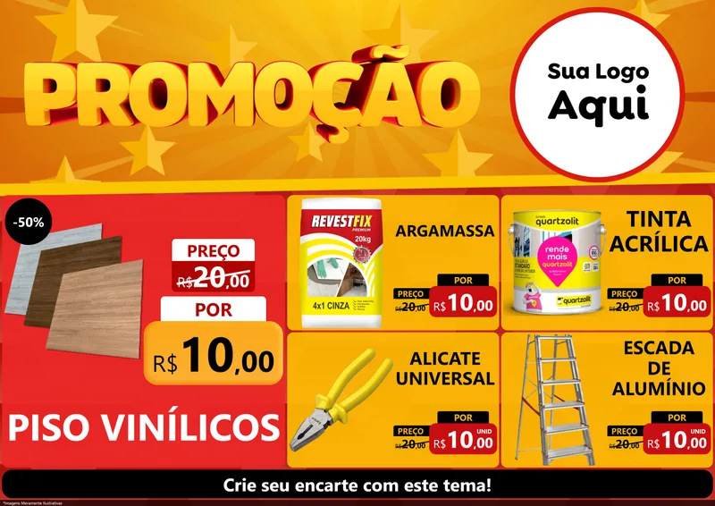 Modelo de Encarte para Encarte A4 Horizontal com o tema Promoção para Material para Construção