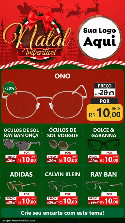Modelo de Rede Social para Stories com o tema Natal Imperdível para Óticas